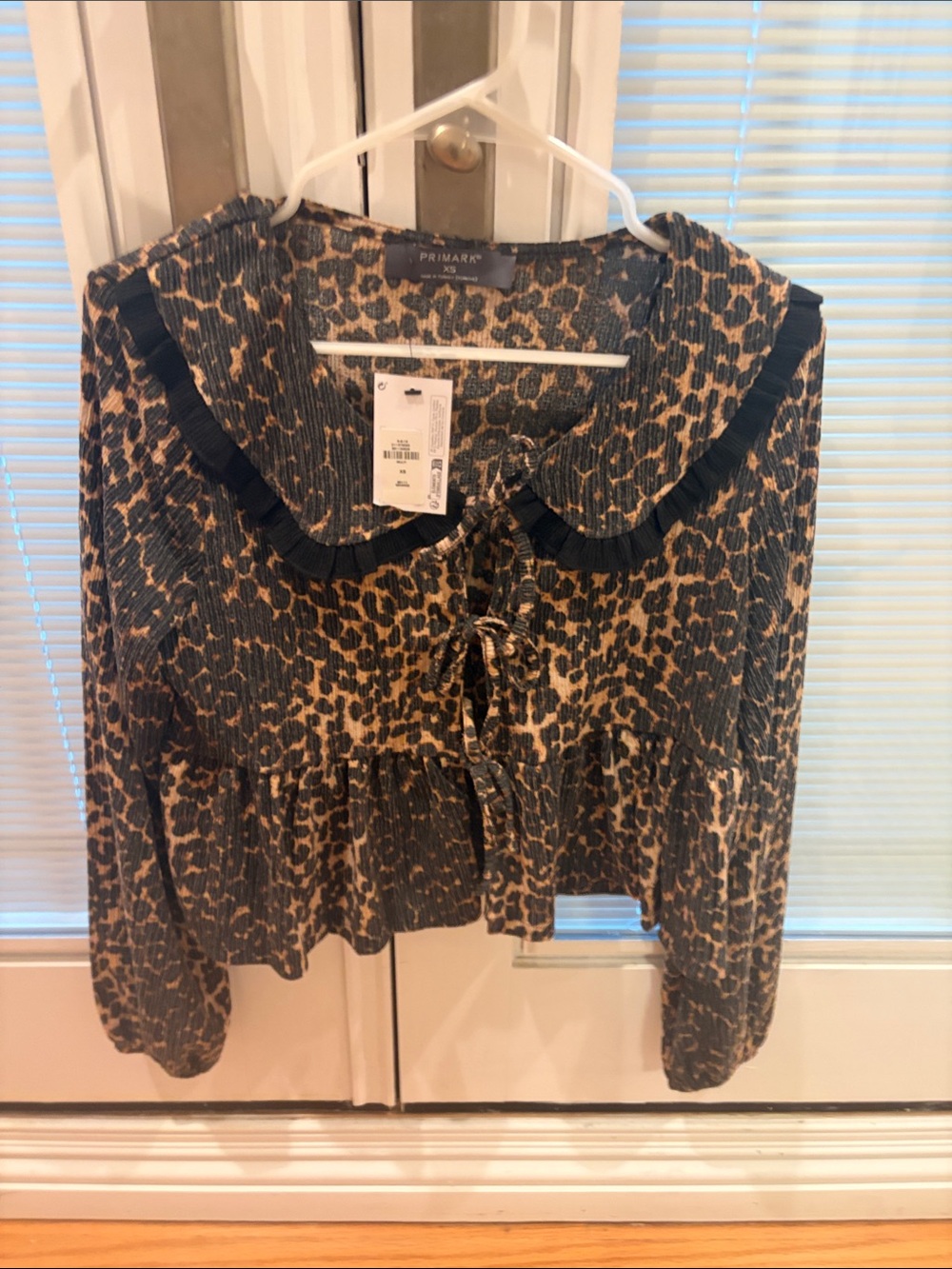 Primark Leopard Print Ruffle Collar Blouse - Brown and Black